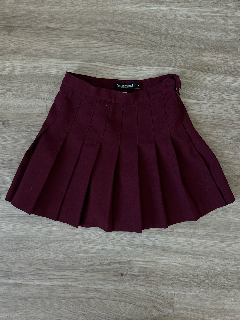 American Apparel Pleated Mini Skirt in Deep Burgundy
